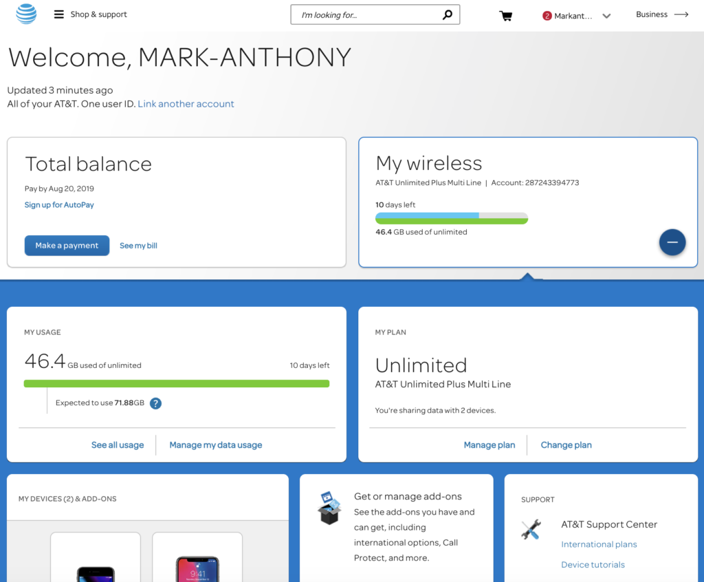 myATT Redesign – Mark-Anthony